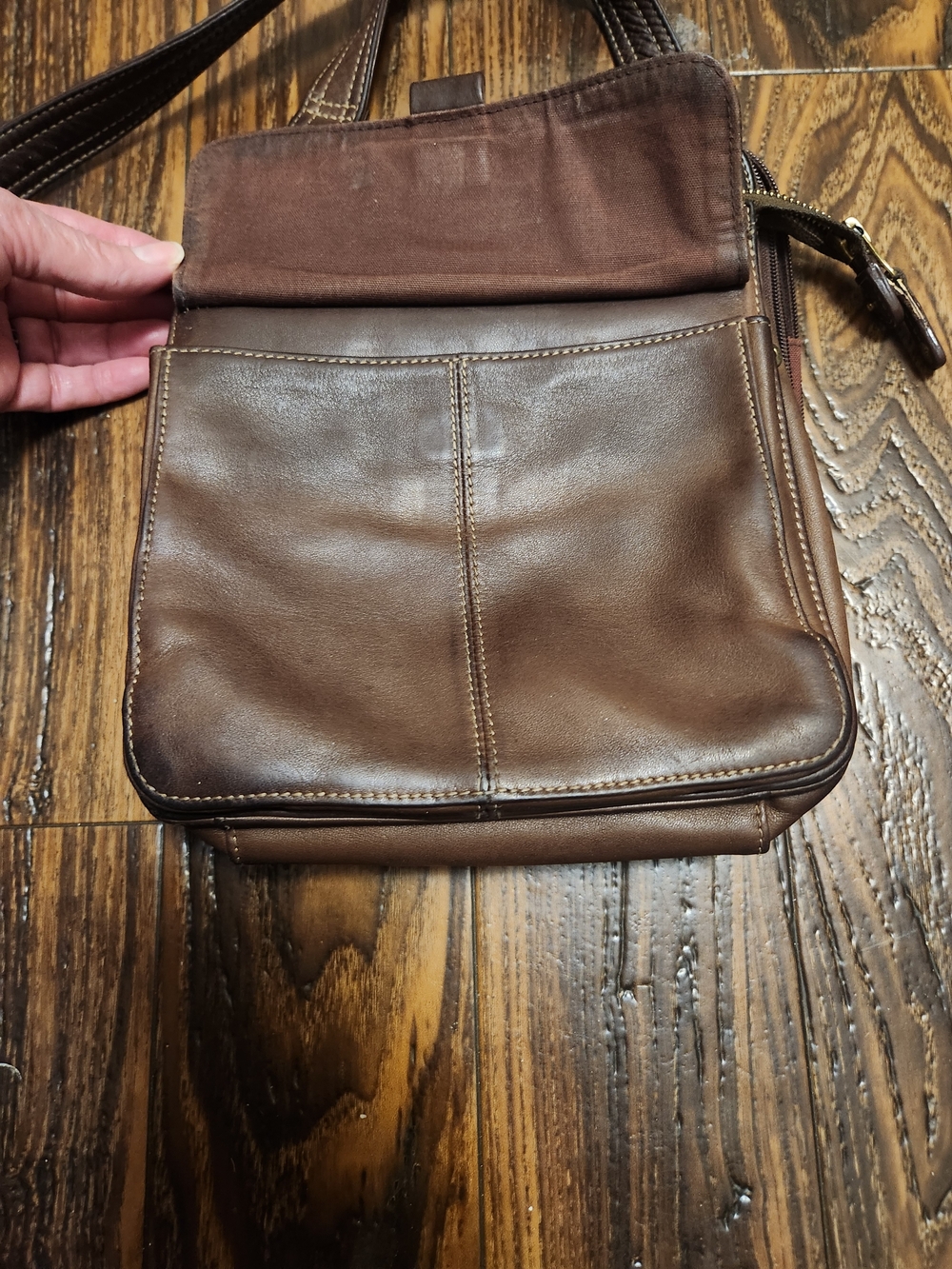 Vintage Fossil Dark Brown Leather Multi-Pocket Crossbody Organizer Bag NICE! - Picture 15 of 16